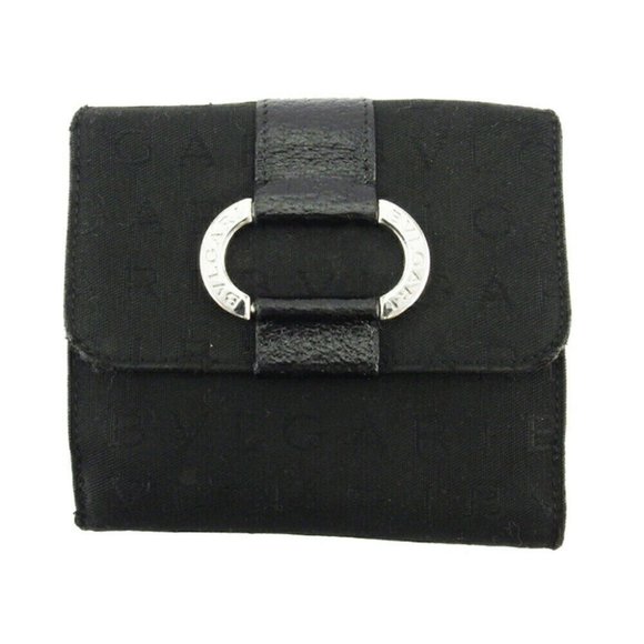 BVLGARI Handbags - BVLGARI W hook purse logo mania canvas �~ leather Authentic used